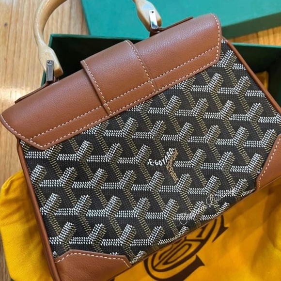 AUTHENTIC! 🤎 Goyard Saigon Top Handle Mini Brown🤎 Leather Crossbody Bag - Picture 3 of 13